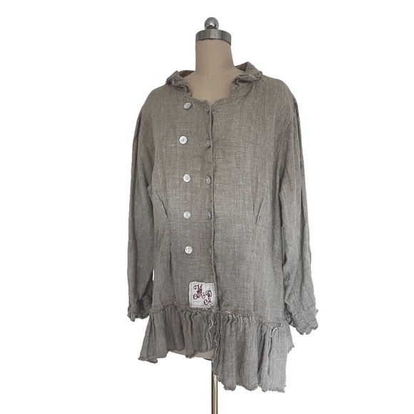 Magnolia Pearl Linen Love Jacket Cardigan Lagenlook Boho Cottagecore Made in USA - Picture 5 of 16